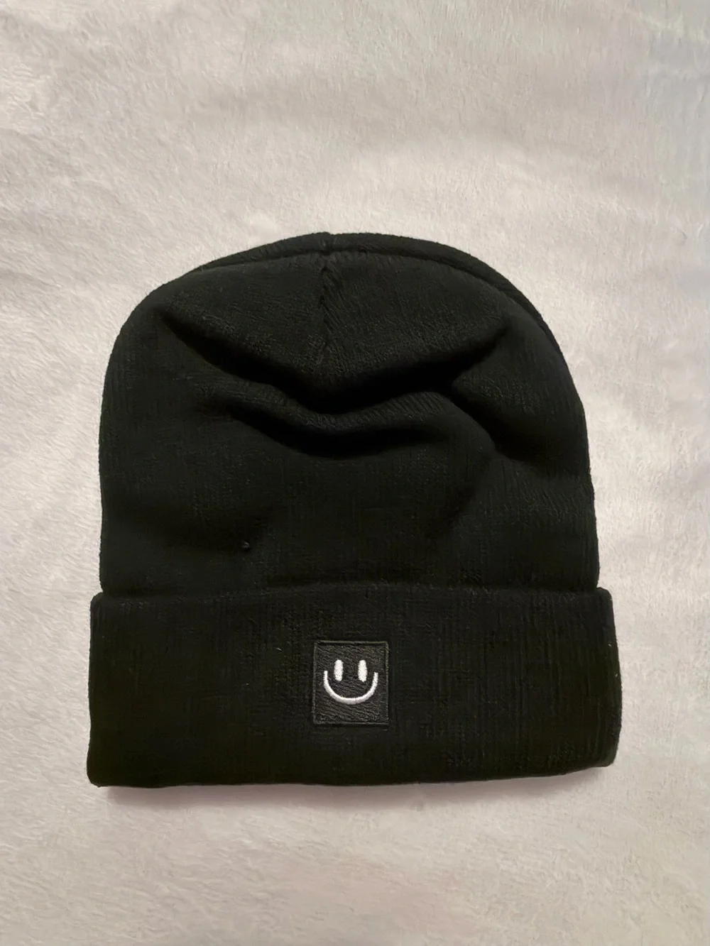 FHJAX 3 Pack Kids Knit Beanies with Smiley Patch Black, Gray and Camo